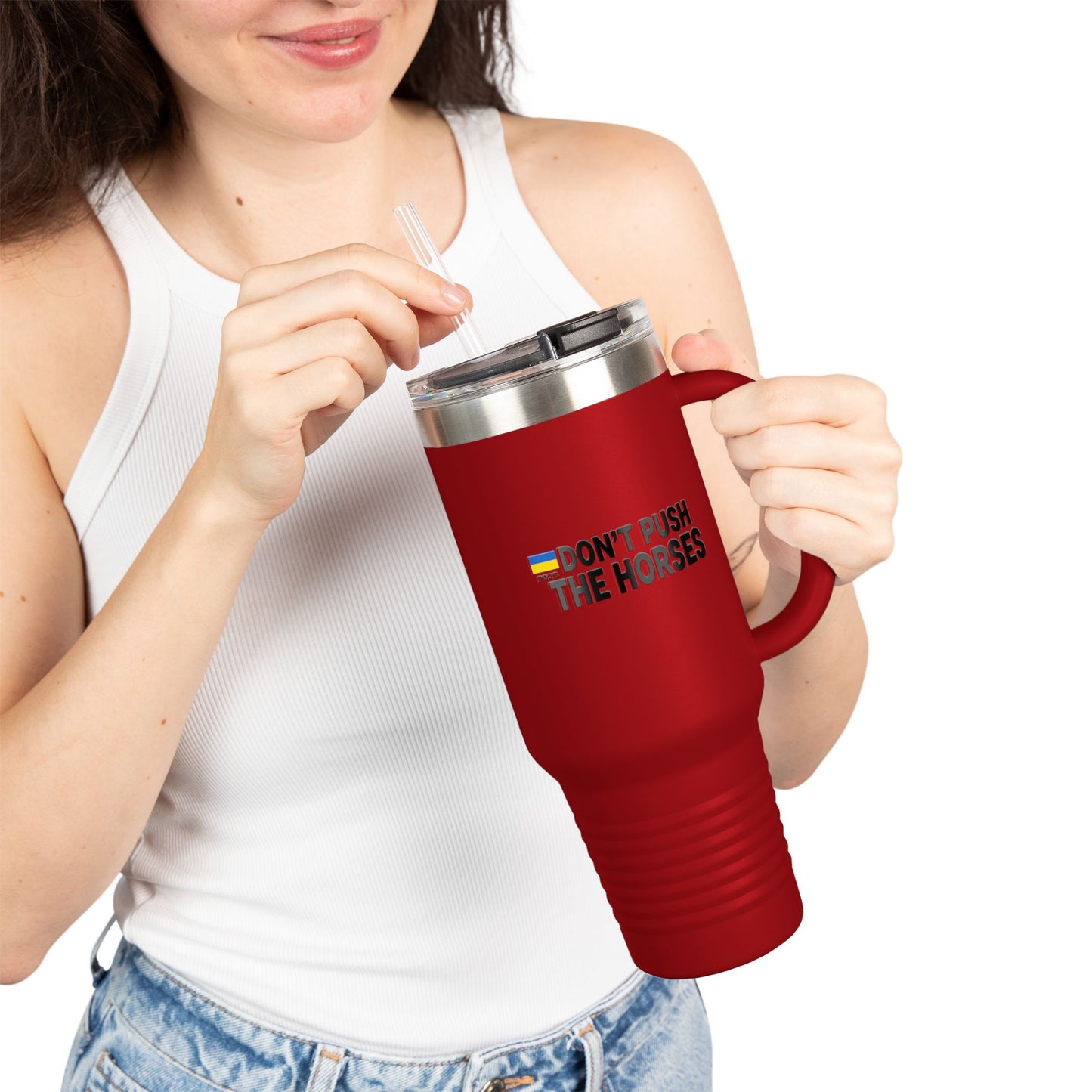 Insulated Travel Mug, 40oz - Don't Push The Horses | DPTH