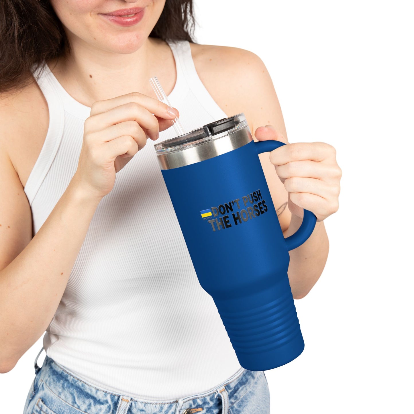 Insulated Travel Mug, 40oz - Don't Push The Horses | DPTH