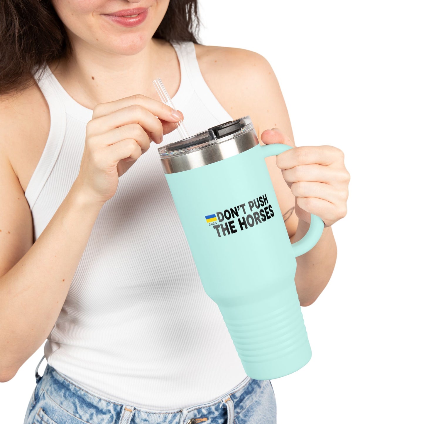 Insulated Travel Mug, 40oz - Don't Push The Horses | DPTH