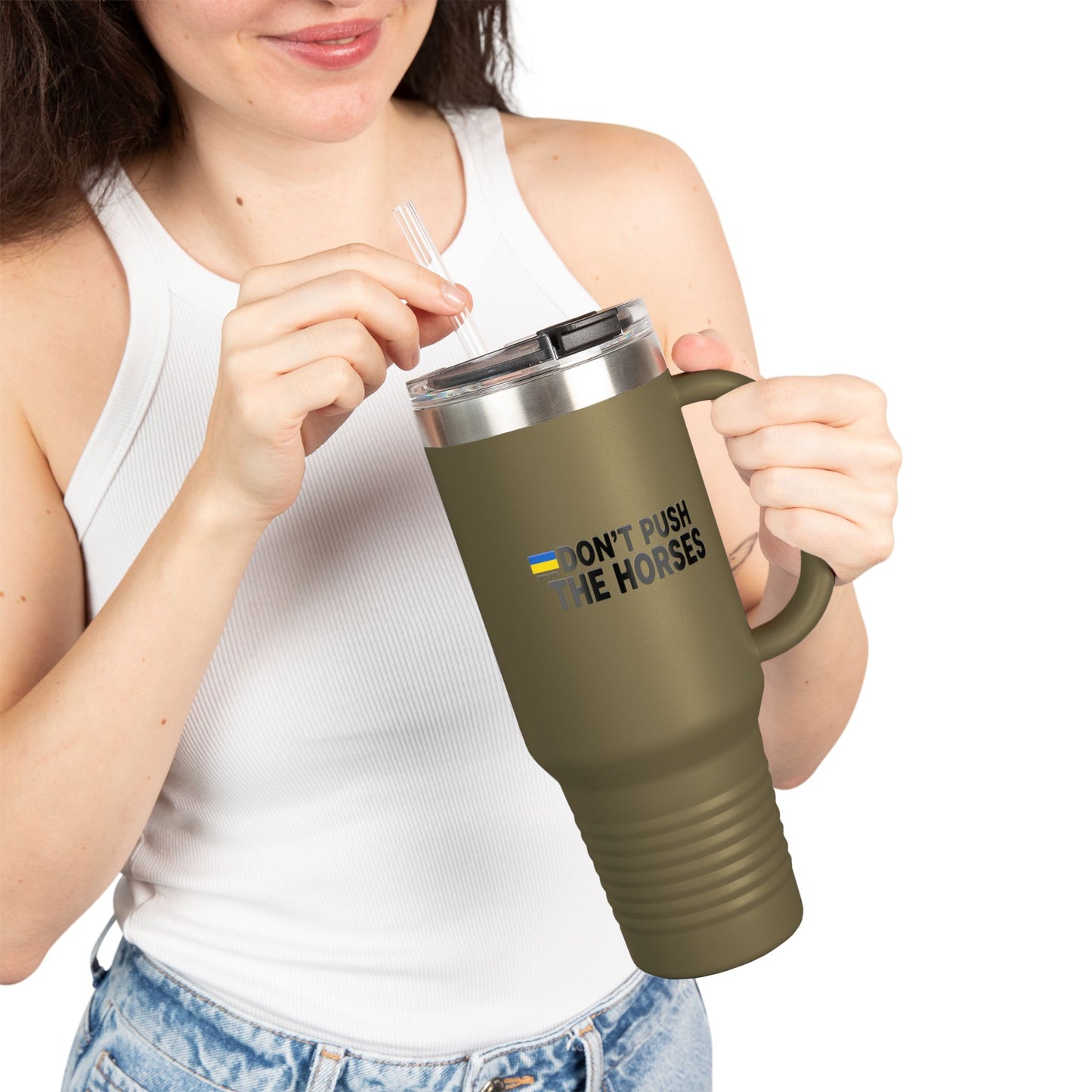Insulated Travel Mug, 40oz - Don't Push The Horses | DPTH